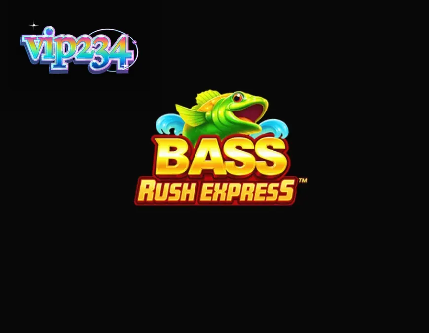 Interface do jogo Bass Rush Express com tema de pesca e pescador
